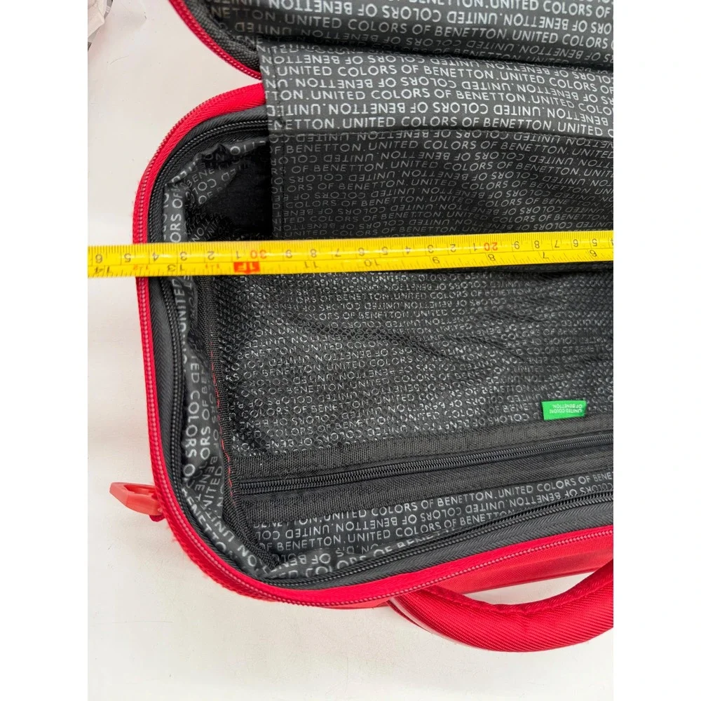 United Colors of Benetton Red Vanity Case Travel Cosmetic Bag Mirror Organizer